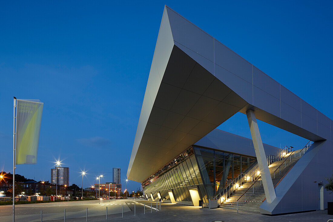 New Harbour Cruise Center Altona, designed by architects Renner Hainke Wirth, near the Altona fish market, Hamburg, Germany