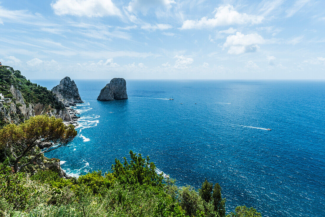 Faraglioni in the Bay of Naples, Capri, Campania, Italy