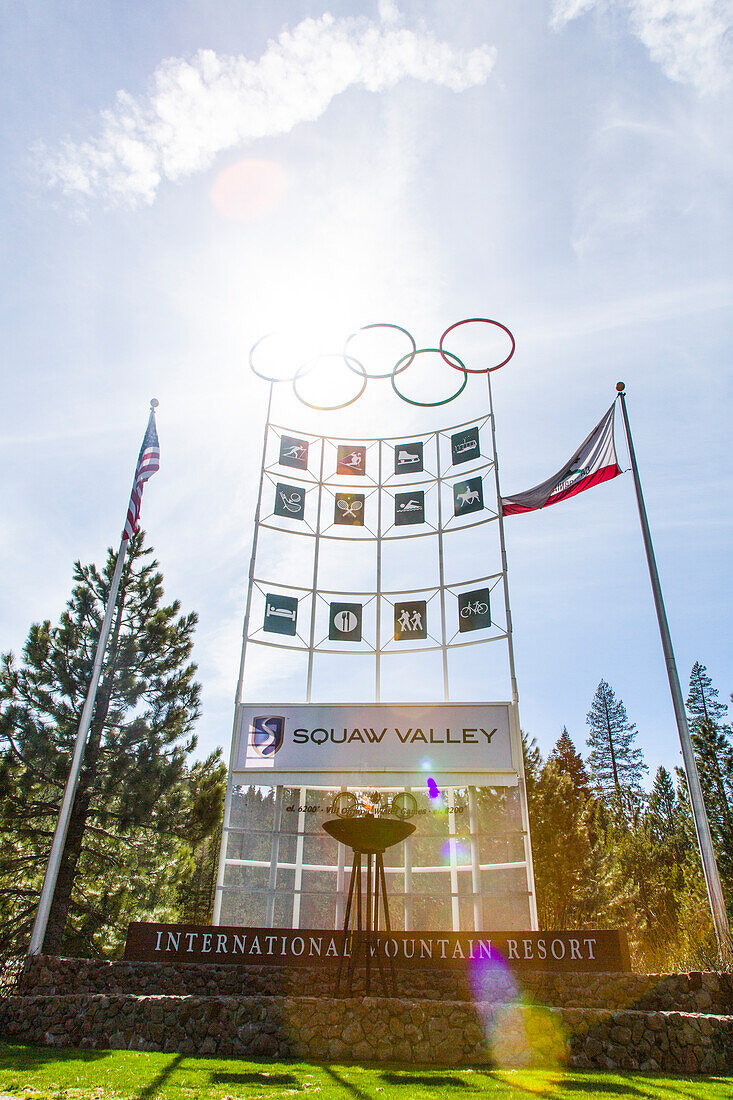 Olympic monument, Squaw Valley, Placer County, California, USA