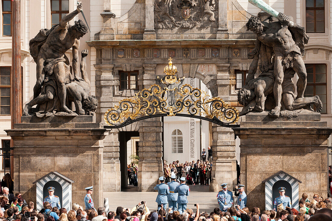 Changing of the guard at Prague Castle, Prague, Czech Republic, Europe