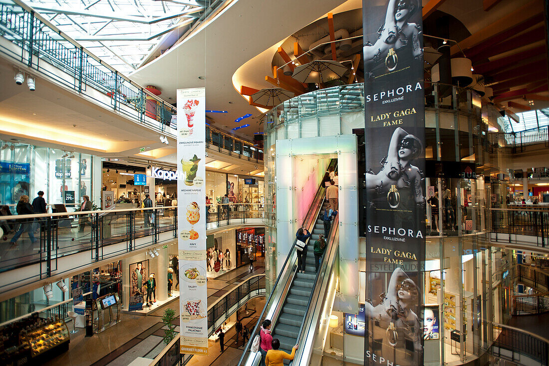 Modern shopping mall in the centre of Prague, Prague, Czech Republic, Europe