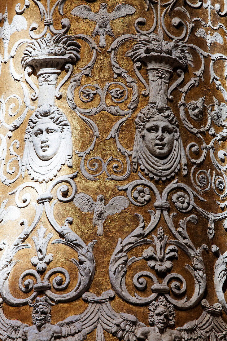 Decorated column in the courtyard at Palazzo Vecchio, Florence, Tuscany, Italy