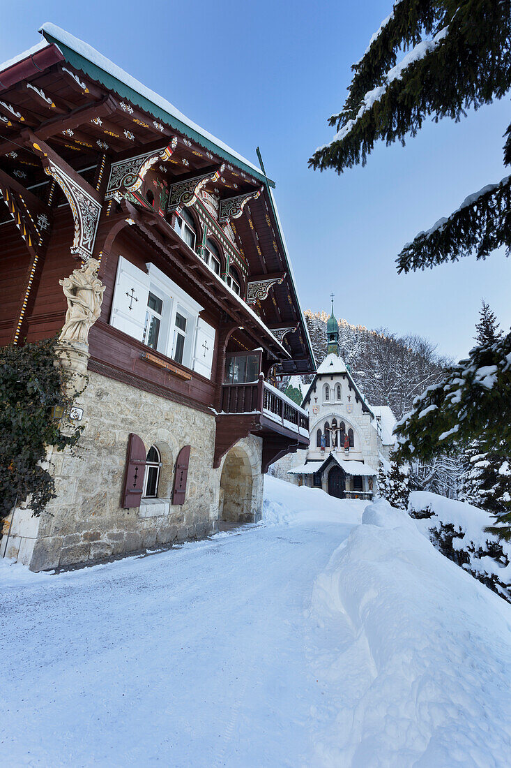 Parish church in Winter, Semmering, Lower Austria, Austria