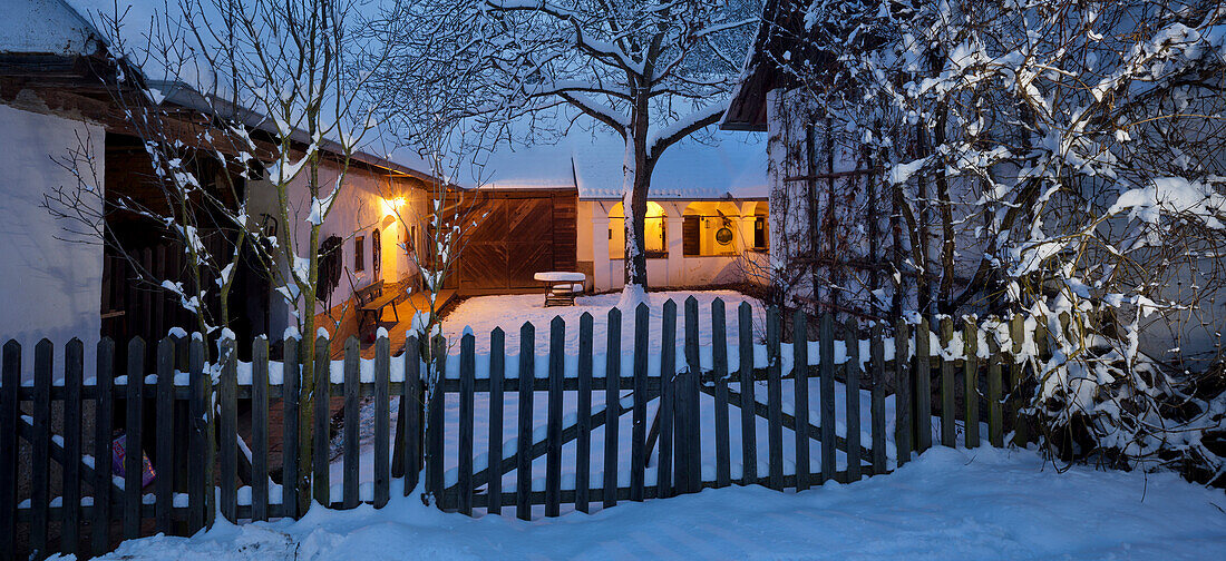 Farmhouse in Winter landscape, Doiber, South Burgenland, Burgenland, Austria