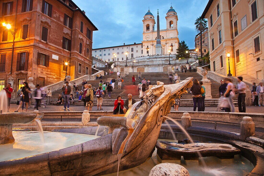 Piazza di Spagna square, Trinita dei Monti church and the Spanish Steps, Rome, Lazio, Italy