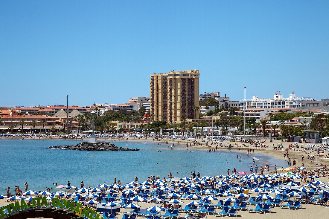 Playa de Los cristianos, Strand, Teneriffa, Kanarische Inseln, Spanien.