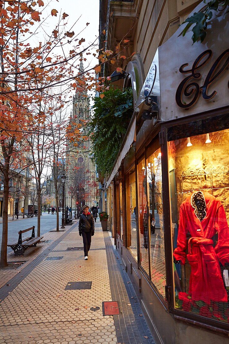 Christmas, Shopping, Buen Pastor cathedral, San Sebastian, Donostia, Gipuzkoa, Basque Country, Spain.