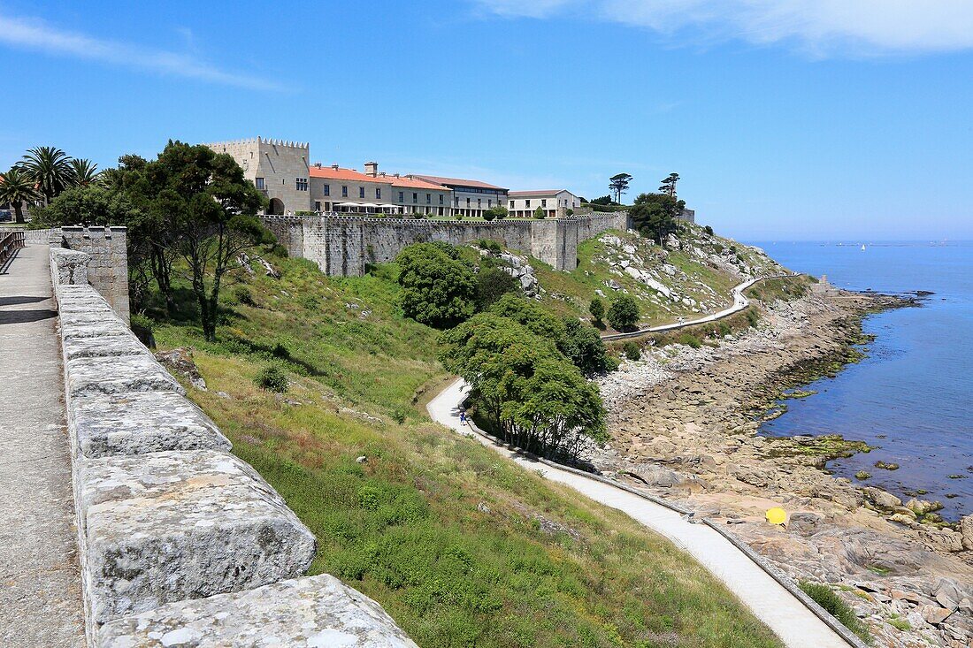 Parador, Monterreal castle, Baiona, Pontevedra, Galicia, Spain.