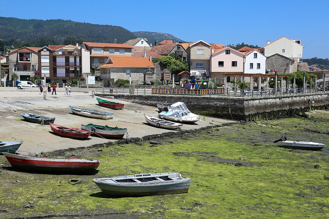 Marina, Combarro, Poio, Ria de Pontevedra, Provinz Pontevedra, Galicien, Spanien.