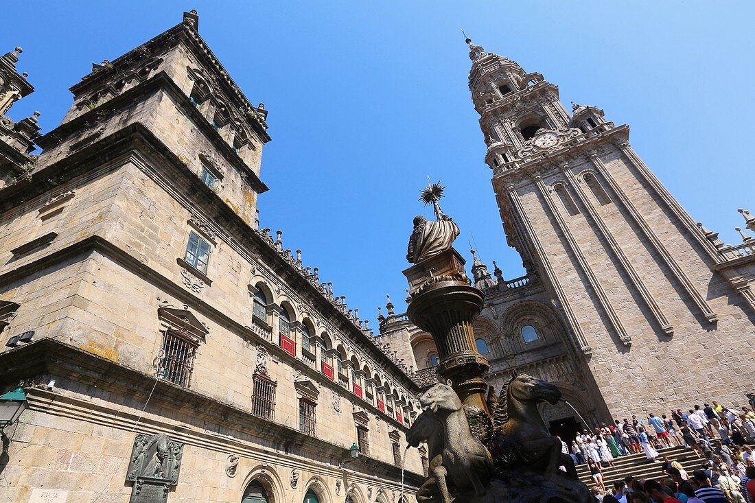 Catedral, Praza das Praterias, Santiago de Compostela, Provinz A Coruña, Galicien, Spanien.