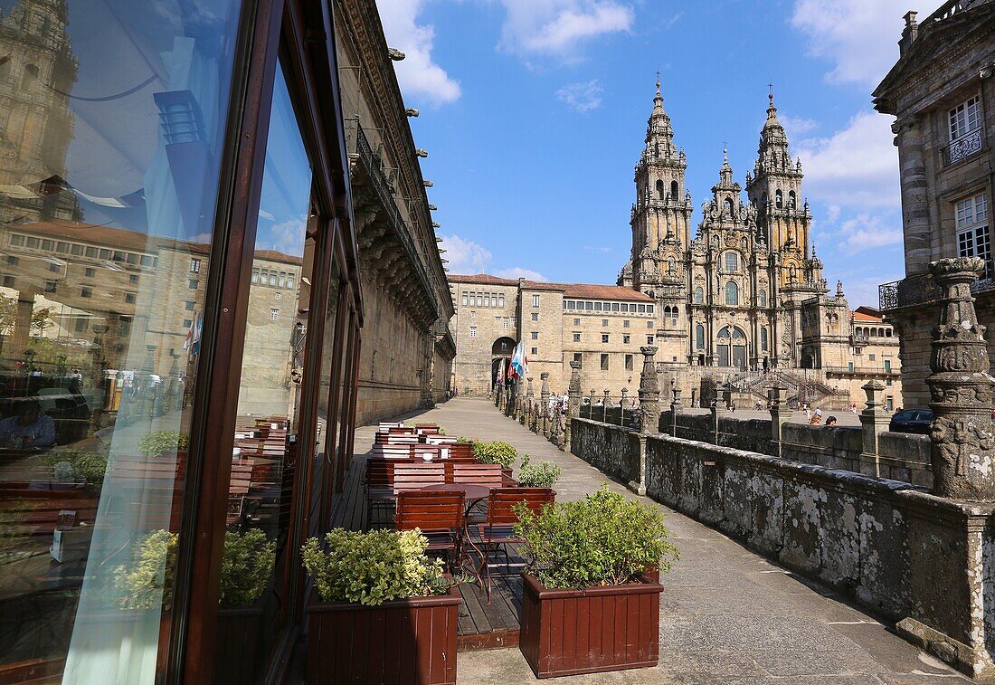 Kathedrale vom Parador Hostal Reyes Catolicos, Praza do Obradoiro, Santiago de Compostela, Provinz A Coruña, Galicien, Spanien