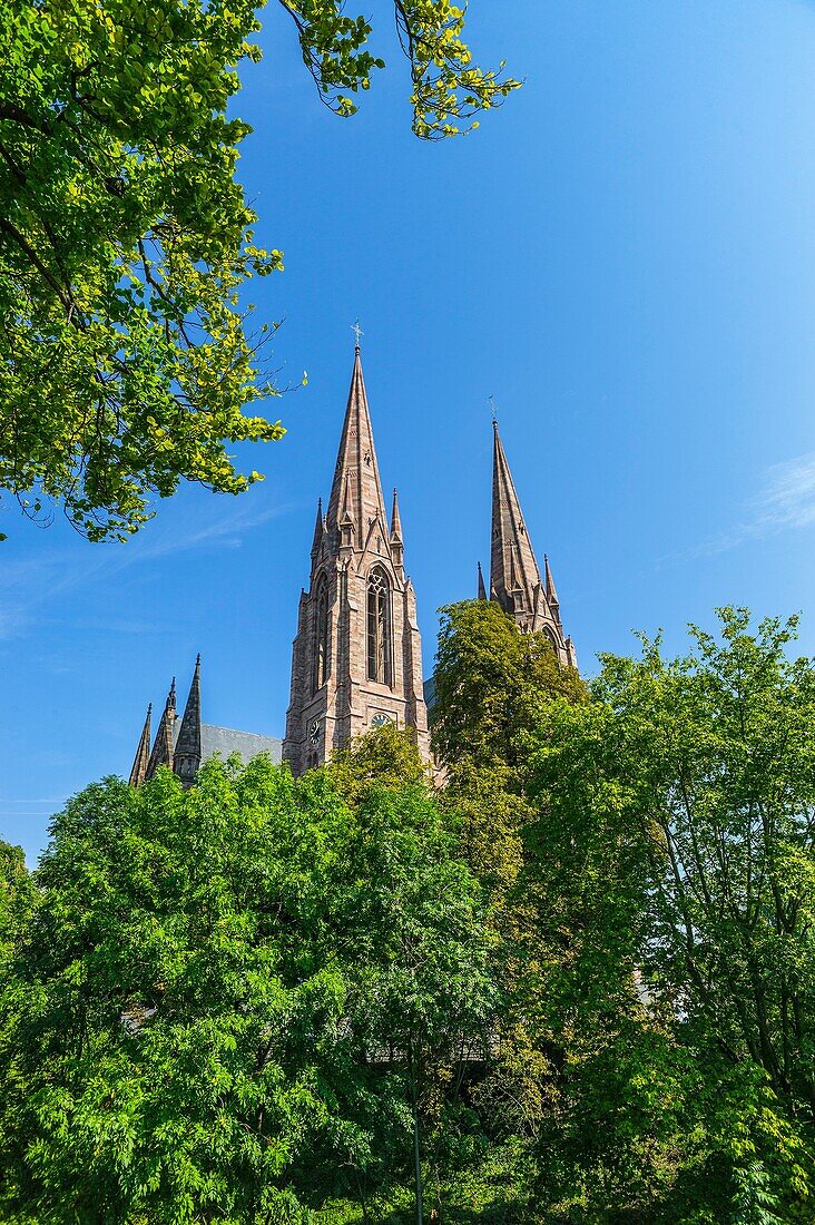 St Paul protestant church trees Strasbourg Alsace France