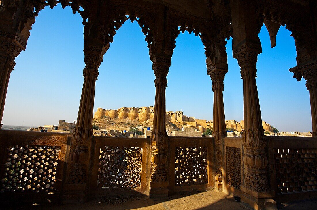 Views of the fort from Salam Singh Ki Haveli  Jaisalmer  Rajasthan  India.