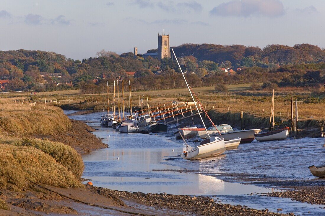 Blakeney Harbour UK October towards Blakeney Church