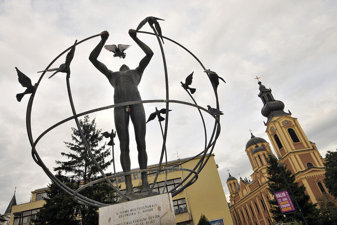 Freedom monument at Soborna church in the old town, Sarajevo, Bosnia and Herzegovina