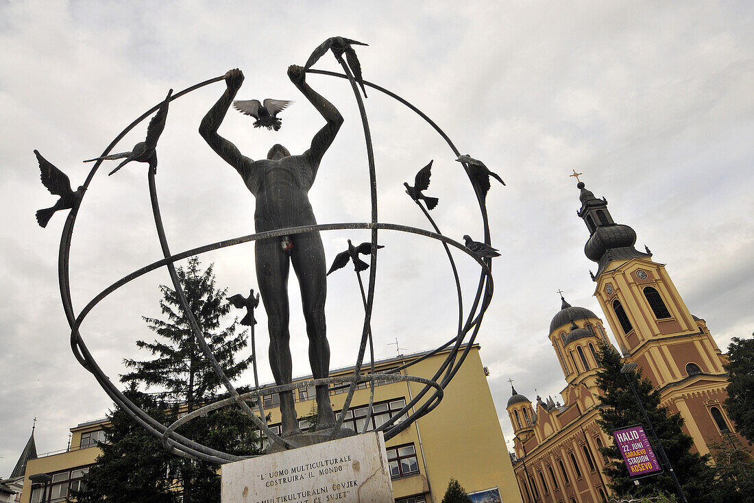 Friedensdenkmal an der Soborna Kirche in der Altstadt, Sarajevo, Bosnien und Herzegowina