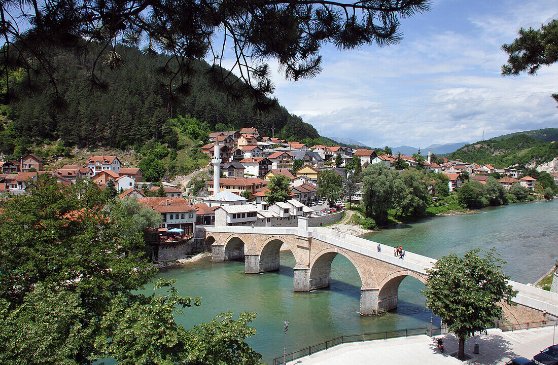 Old bridge, Konjic bridge and the river Neretva, Bosnia and Herzegovina