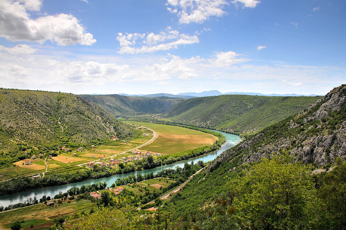 Valley of the river Neretva near Zitomislici south of Mostar, Bosnia and Herzegovina