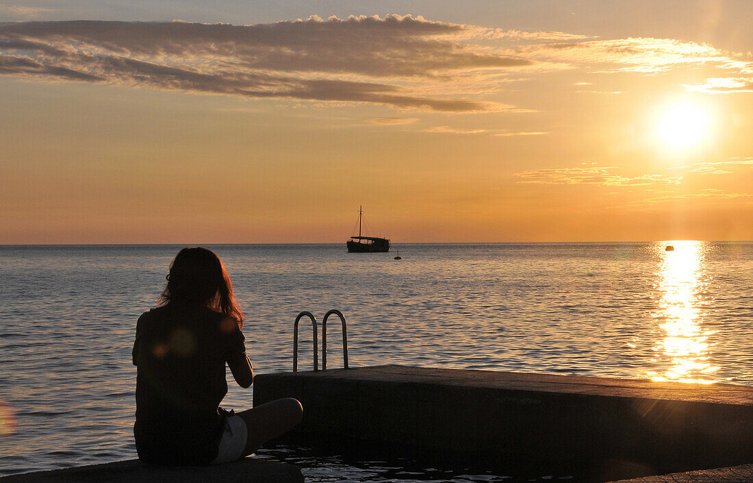 Sunset along the promenade, Piran, Gulf of Triest, Slovenia