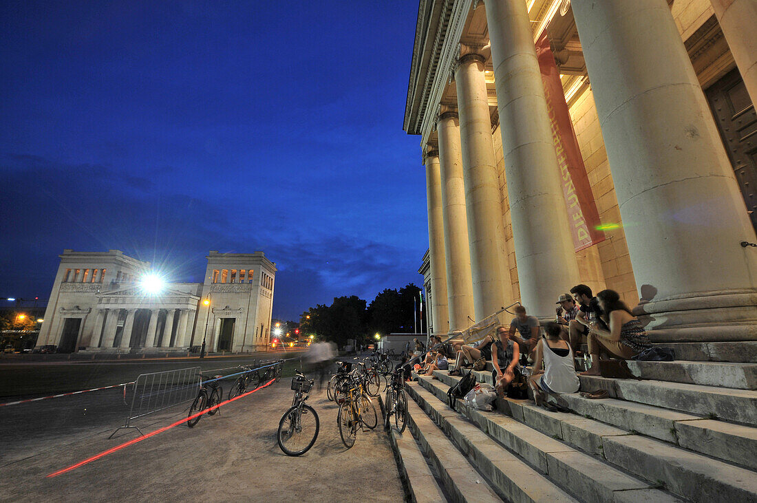 In the evening on Koenigsplatz square, Munich, Bavaria, Germany