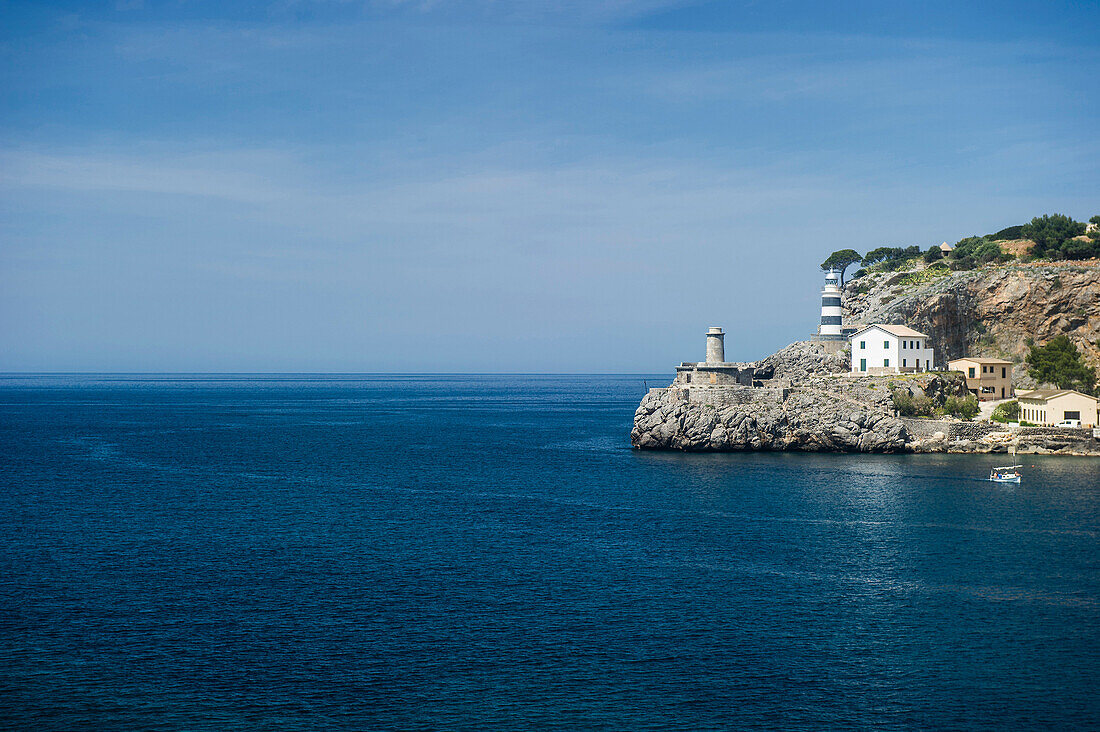 Leuchtturm, Port de Soller, Soller, Mallorca, Spanien