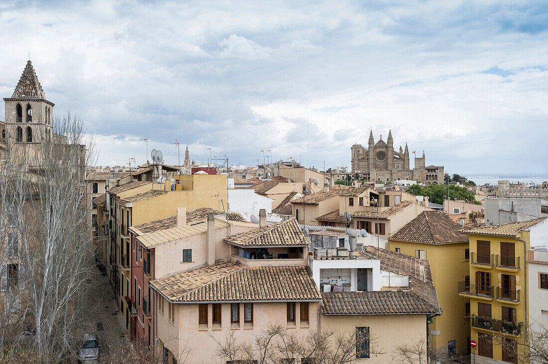 View over the old town, Palma de Mallorca, Majorca, Spain