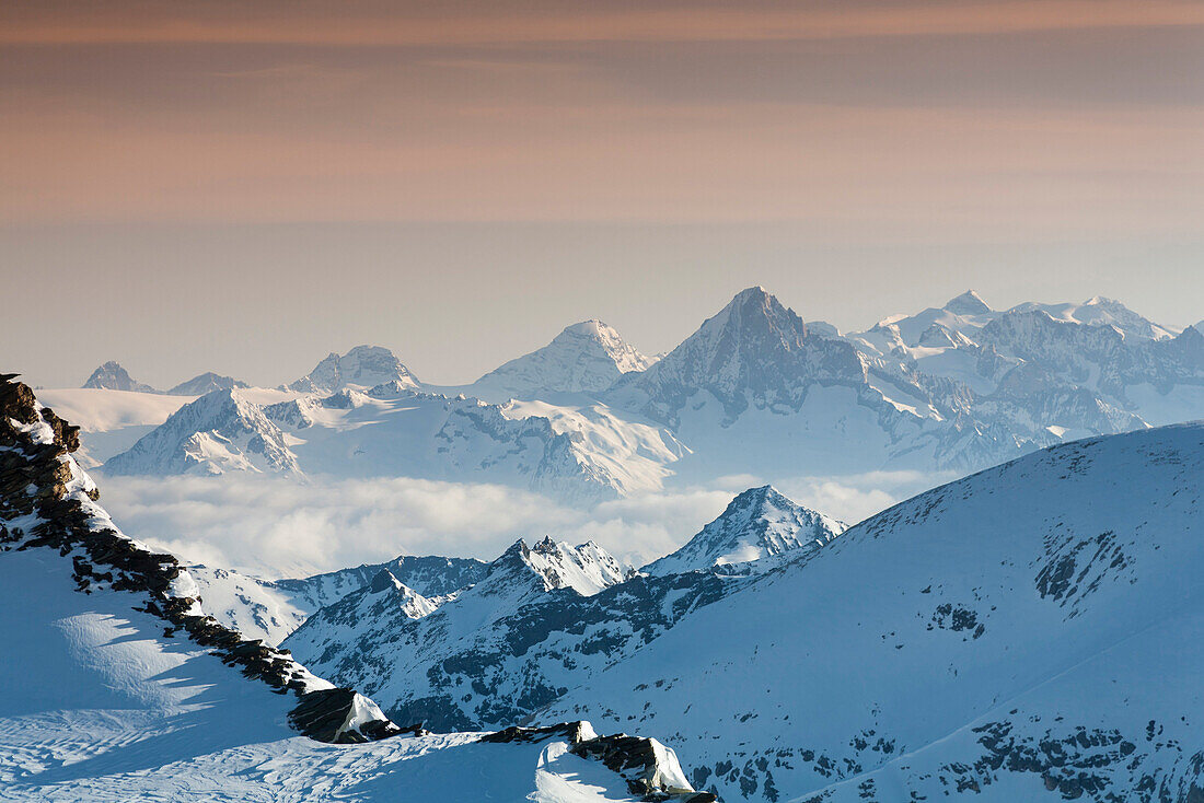 Bernese Alps with Bietschhorn, Val d Anniviers, Canton of Valais, Switzerland