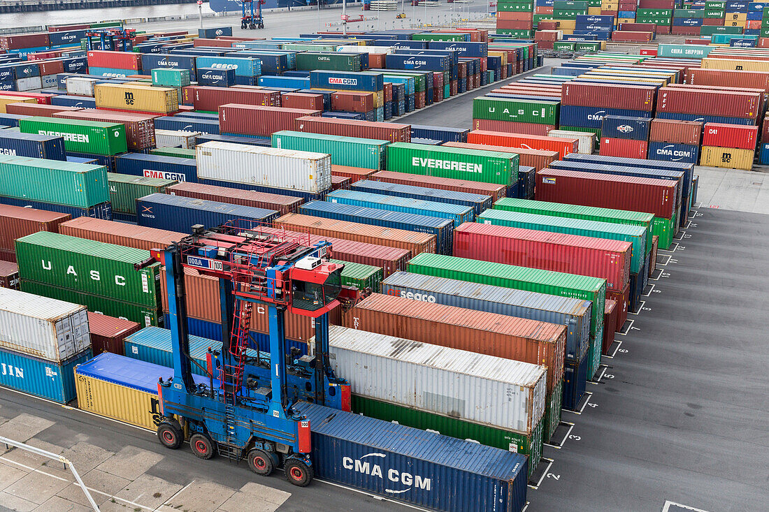 Blick auf das Blocklager im Hamburger Hafen, Hamburg, Deutschland