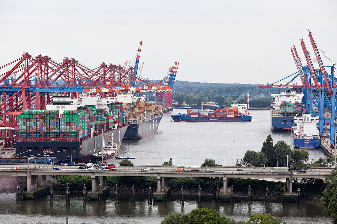 Blick auf den Container Terminal Burchardkai und Eurogate, Burchardkai, Hamburg, Deutschland