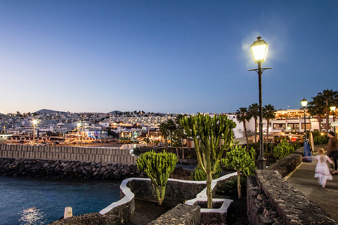 Puerto del Carmen, Promenade at twilight, Lanzarote, Canary Islands, Spain