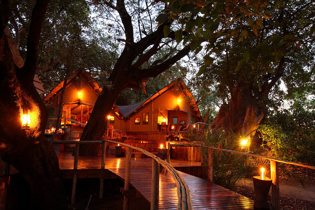 Republic of Botswana, The Okavango Delta, Abu Camp - Elephant Safari camp in Botswana, The living room tent