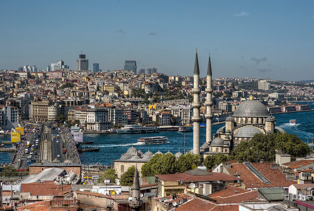 Republic of Turkey, Istanbul, The New Mosque and the Galata Bridge