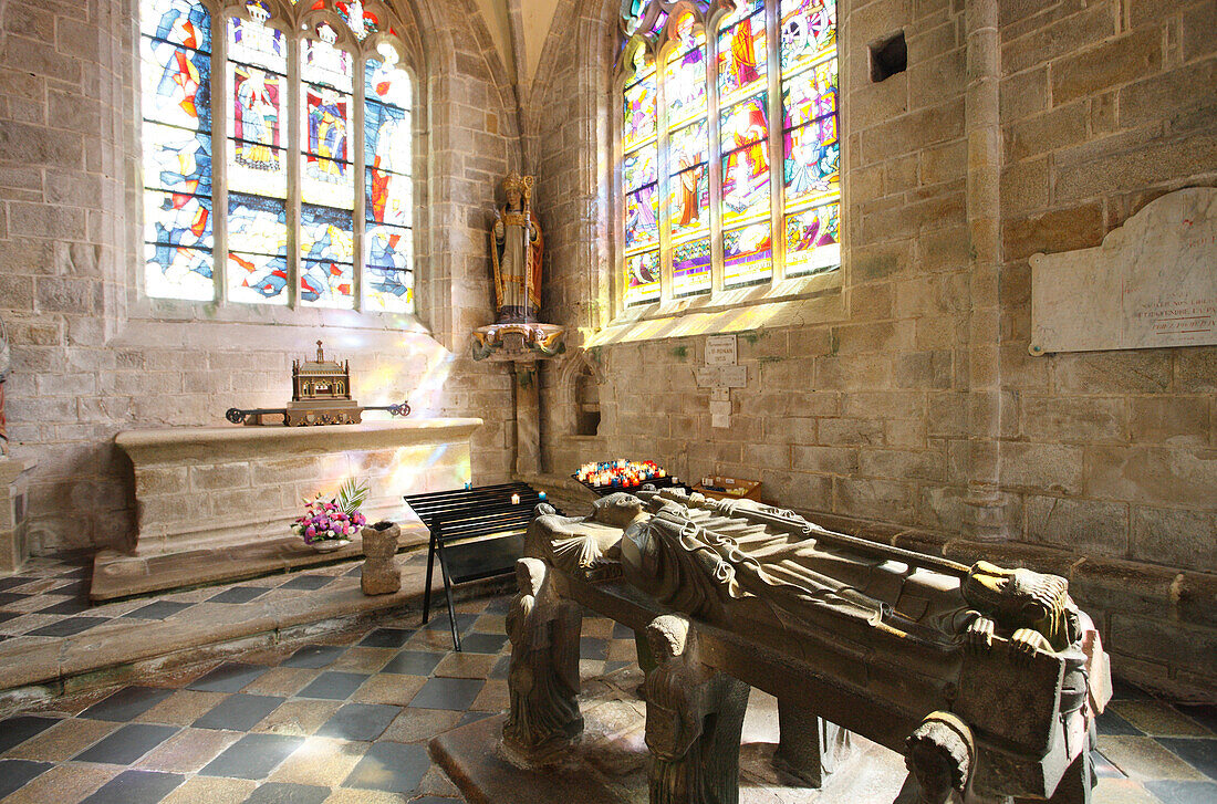 France. Finistère. Brittany. Locronan. Penity chapel. Saint Ronan tomb.