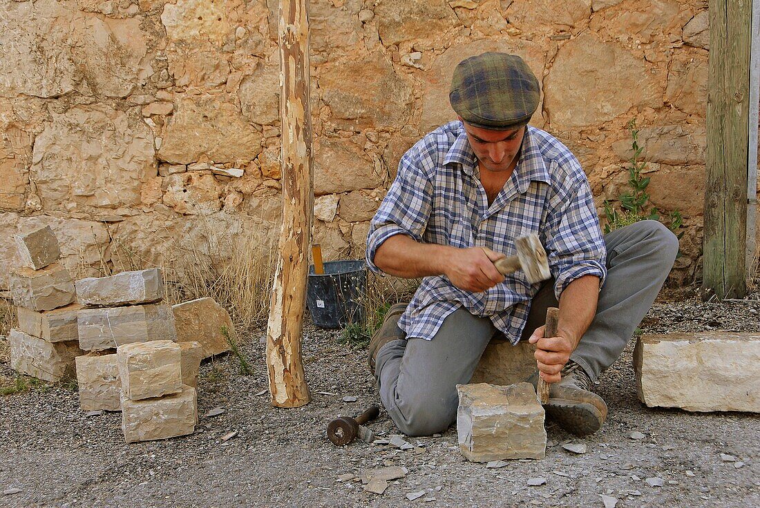 France, Aveyron department, a stonemason