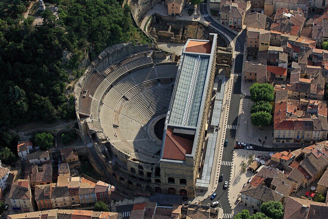 France, Vaucluse (84), Orange city vaucluse the ancient theater (aerial photo)