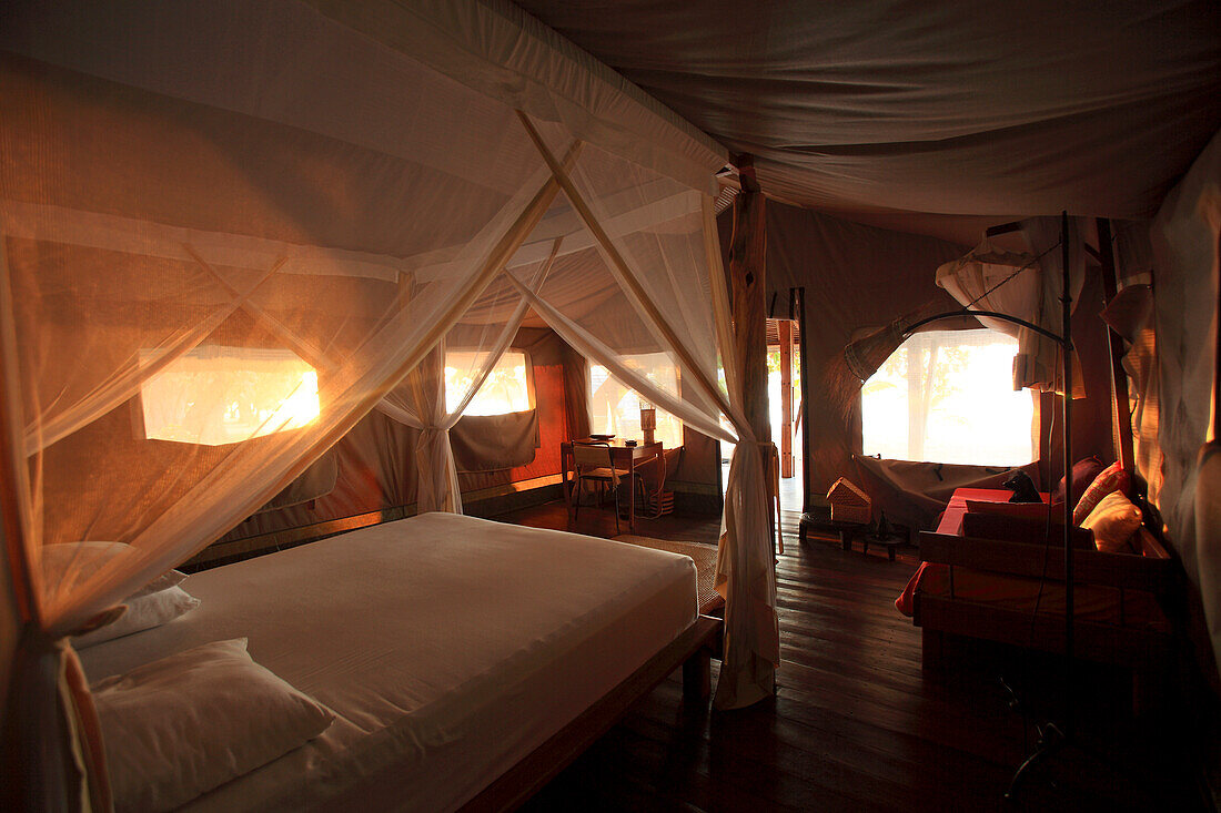 Republic of Madagascar, Diana Region, Anjanojano, Hotel Eden Lodge, Luxury Ecolodges, Bedroom