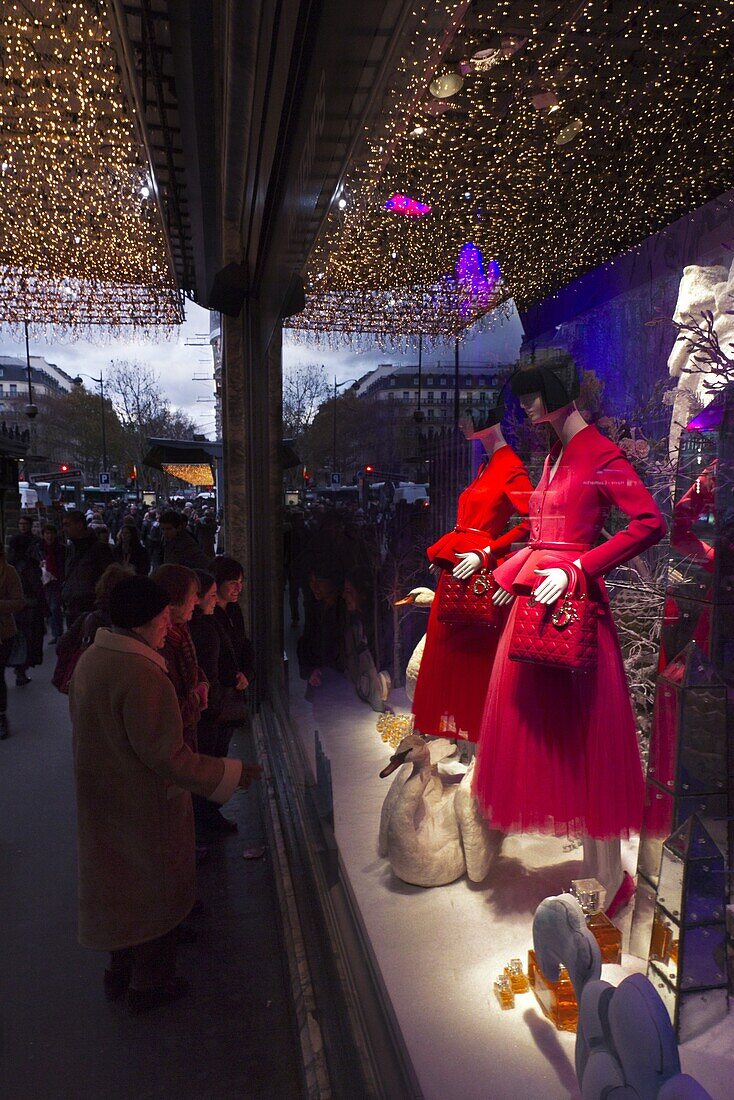 France, Paris, Christmas decorations at the Printemps