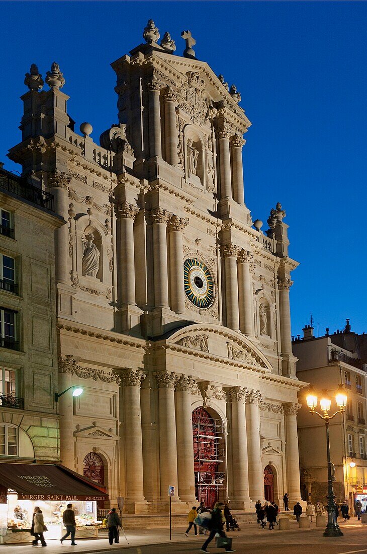 Paris - 4th district - The Marais - The street of Rivoli and the church Saint-Paul-Saint-Louis (17th century)