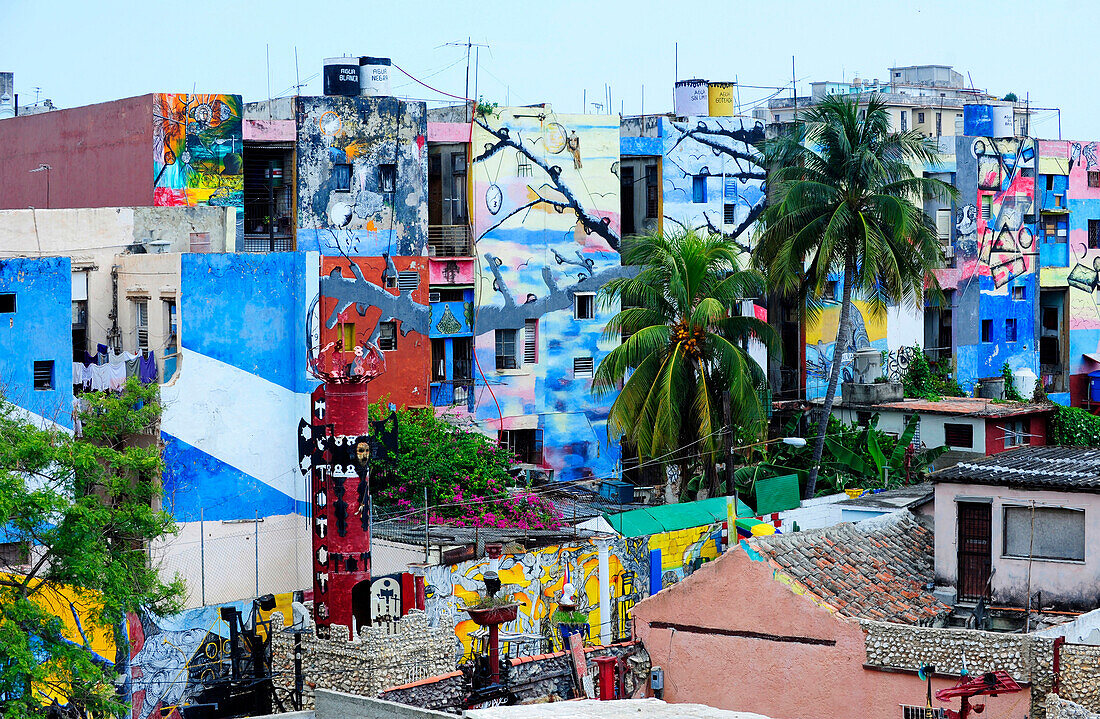 Street mural in Callejon de Hamel, a city block in Havana Centro, dedicated to the preservation and expression of Afro-Cuban culture