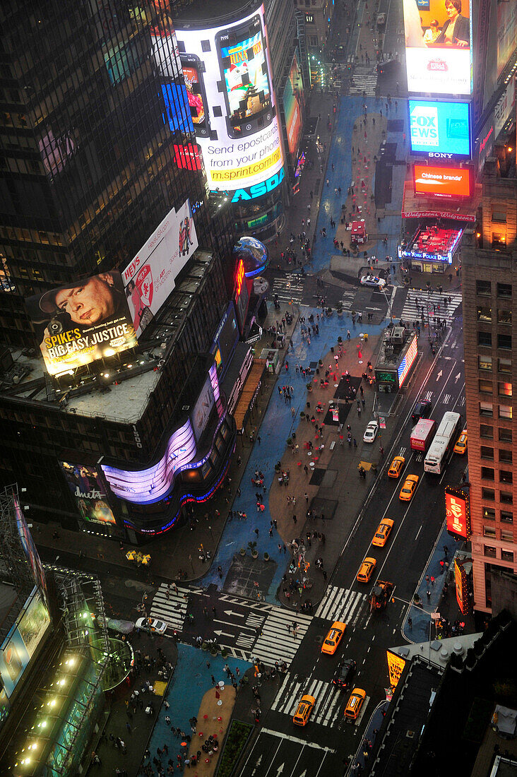 Aerial view of Times Square in New York City, New York State, United State, USA