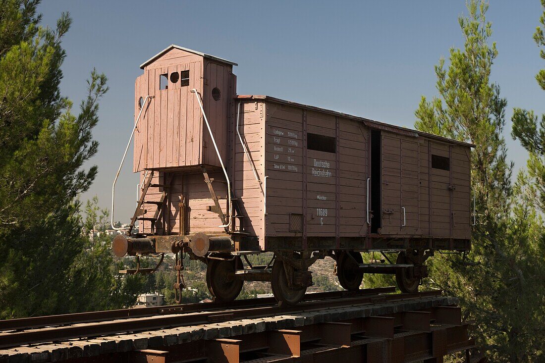 CATTLE-CAR MEMORIAL TO DEPORTEES YAD VASHEM HOLOCAUST MUSEUM JERUSALEM ISRAEL