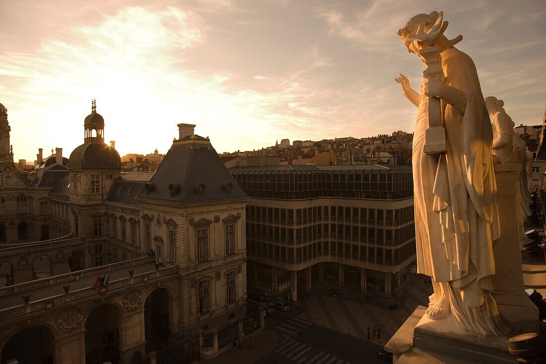 STATUES OF MUSES, PERISTYLE CAFE MEZZANINE LEVEL OF NOUVEL OPERA HOUSE LYON RHONE ALPES FRANCE