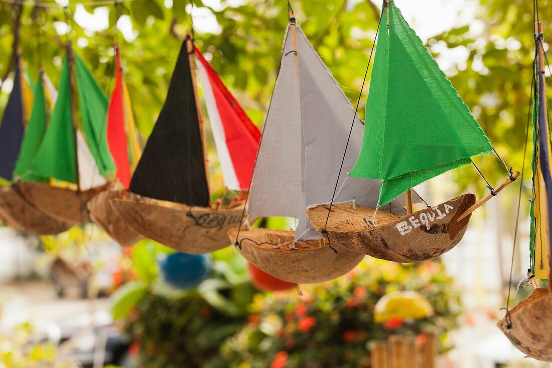 St  Vincent and the Grenadines, Bequia, Port Elizabeth, model boat souvenirs