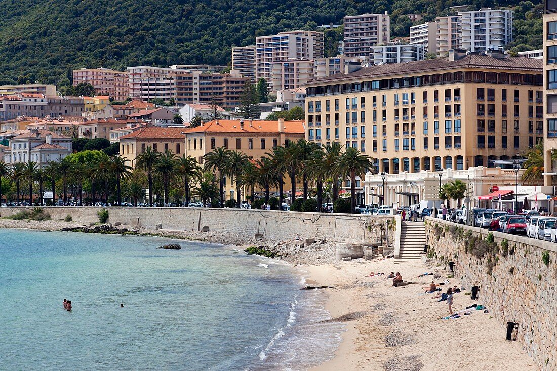 France, Corsica, Corse-du-Sud Department, Corsica West Coast Region, Ajaccio, city view from the seaside