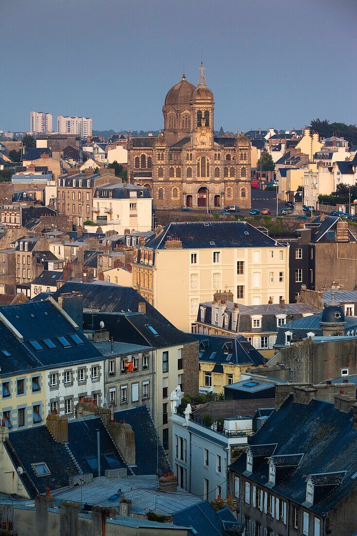 France, Normandy Region, Manche Department, Granville, elevated city view