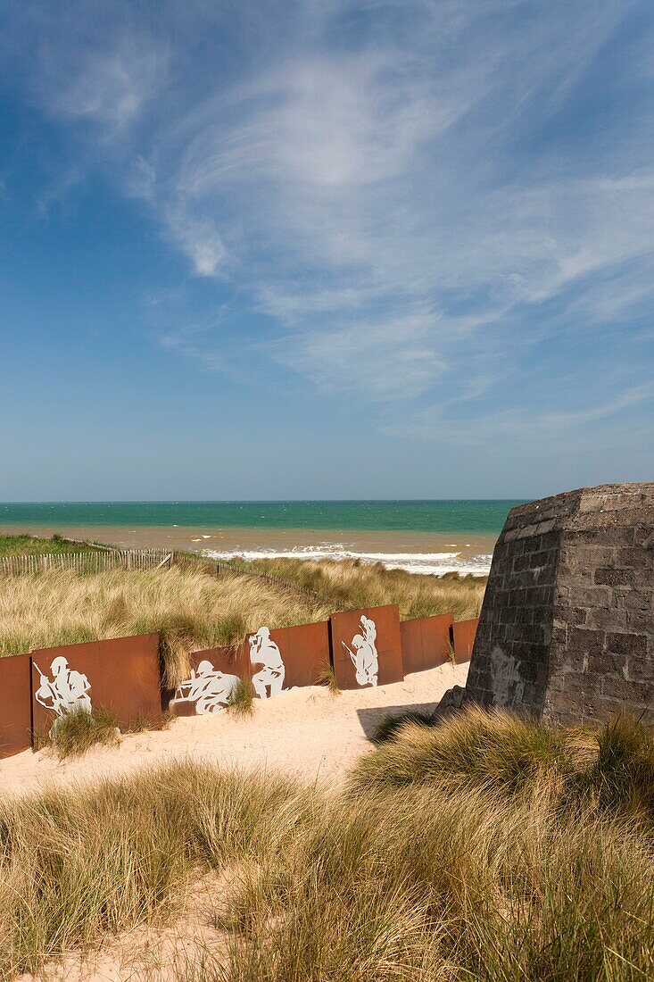 France, Normandy Region, Calvados Department, D-Day Beaches Area, Courseulles Sur Mer, Juno Beach site of WW2 D-Day invasion, ruins of German bunker