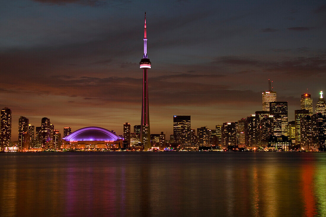 CN Tower and Skyline at Night, Toronto, Ontario