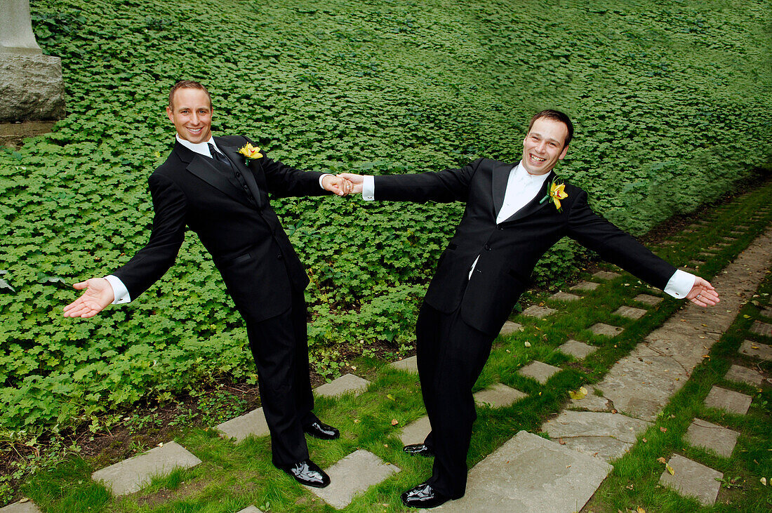 Gay Couple Celebrating their Wedding, Toronto, Ontario