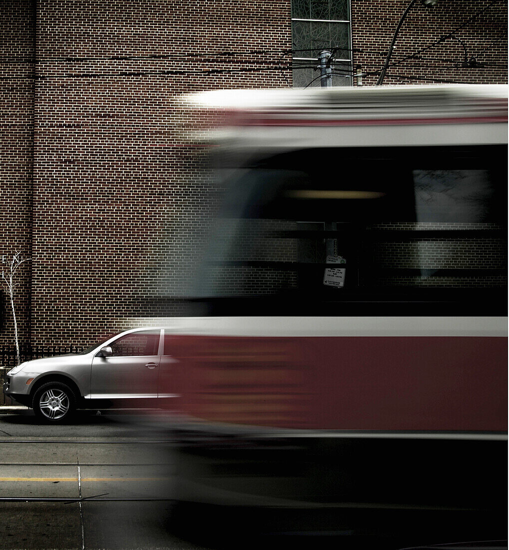 Streetcar in Motion, Toronto, Ontario.