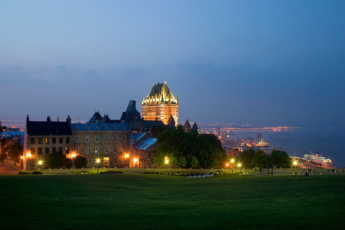 The Chateau Frontenac Hotel seen from behind Old Houses, Quebec City, Quebec